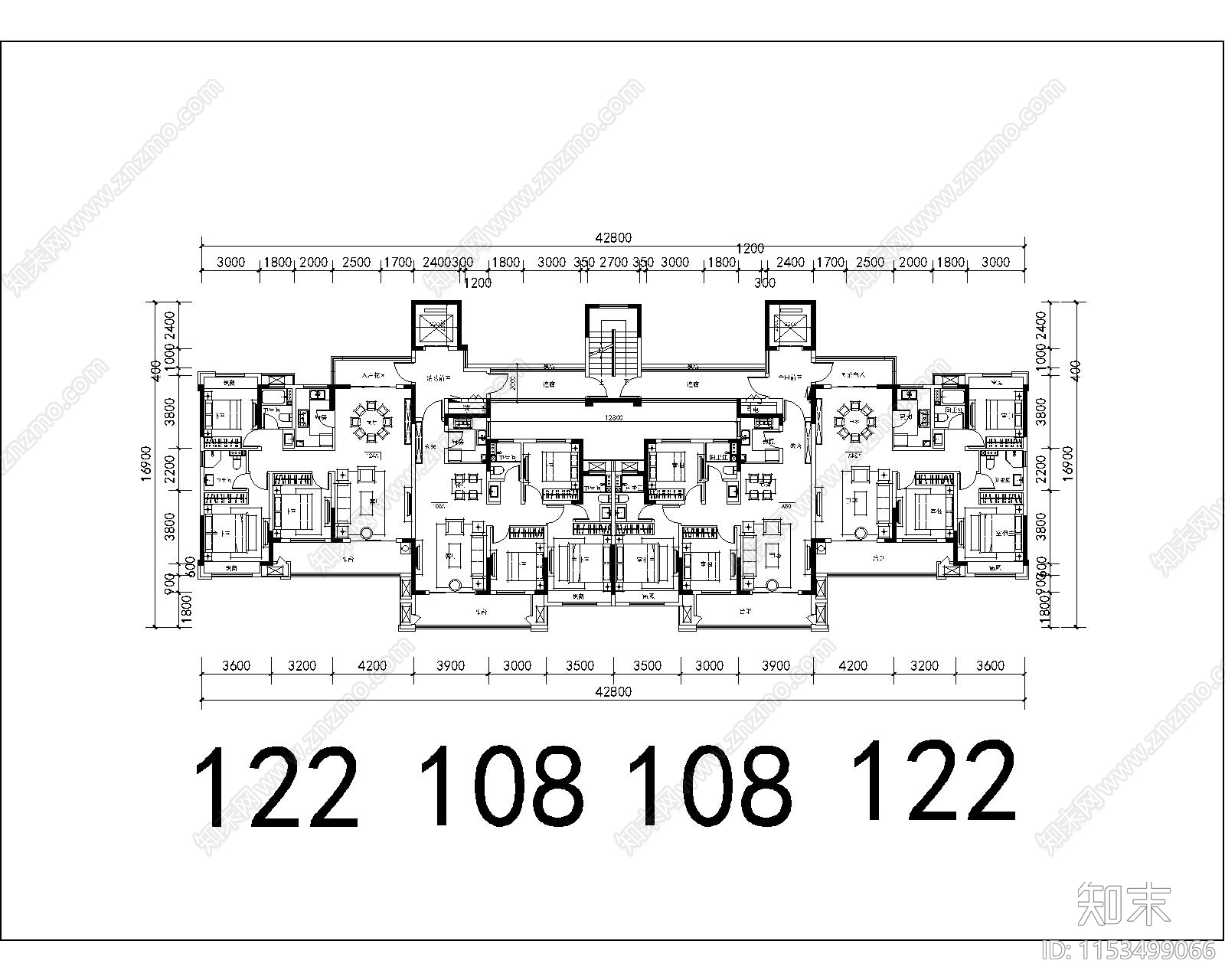 某小区二类高层T4户型家装施工图下载【ID:1153499066】