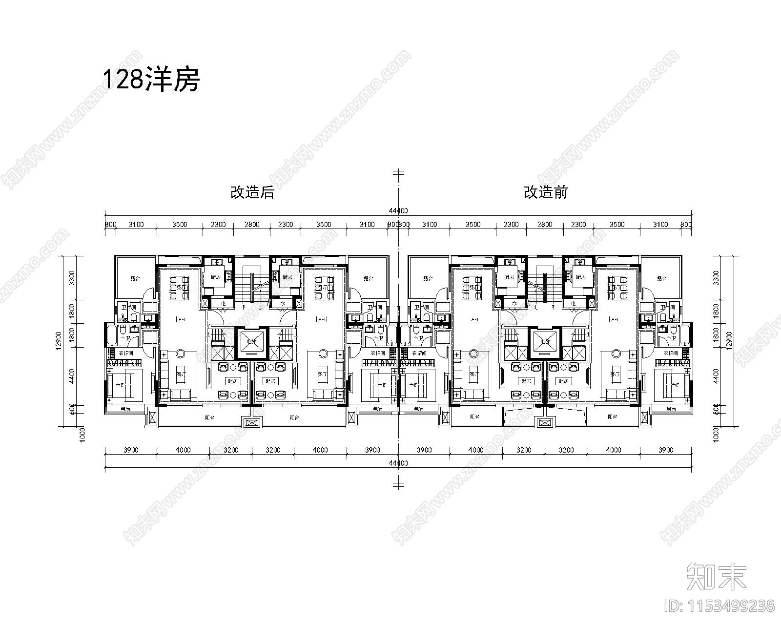 某小区洋房cad施工图下载【ID:1153499238】