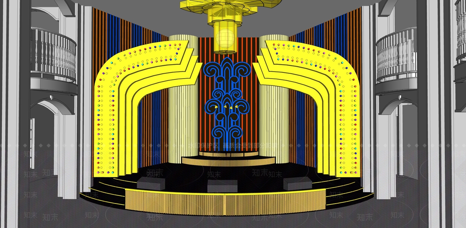 欧式年代舞台SU模型下载【ID:1153500243】