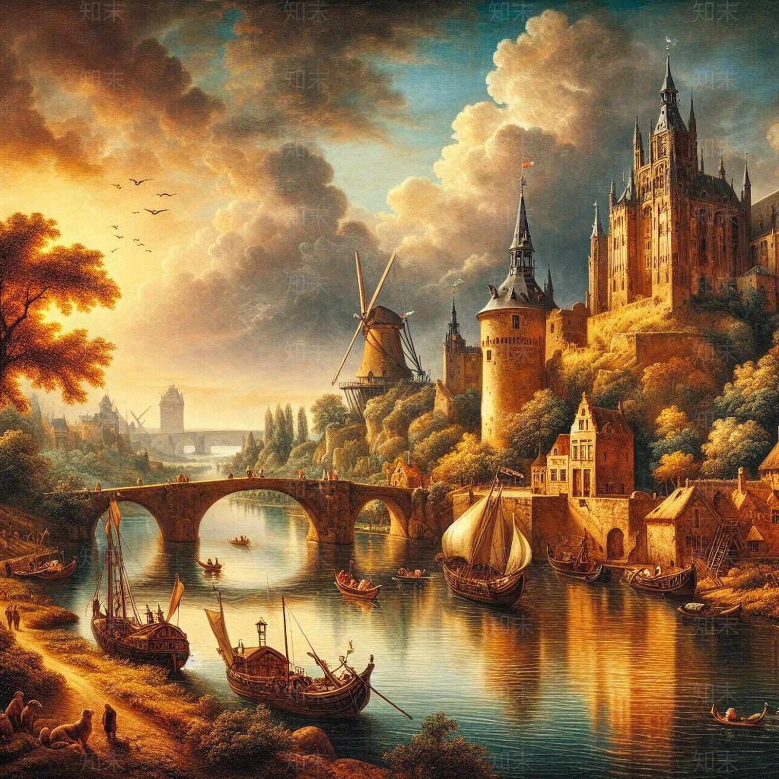 欧式风景油画装饰画贴图下载【ID:1153504214】