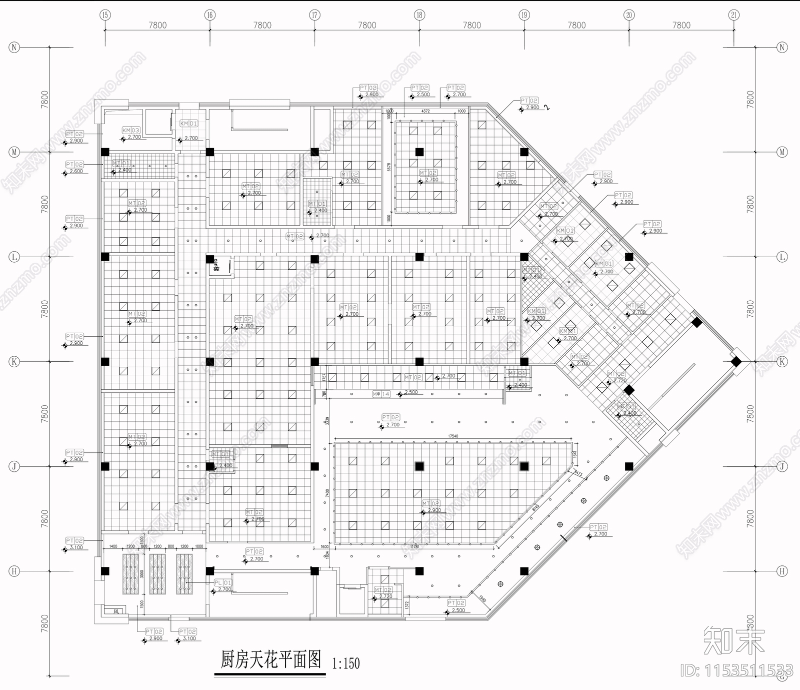 医院员工食堂cad施工图下载【ID:1153511533】