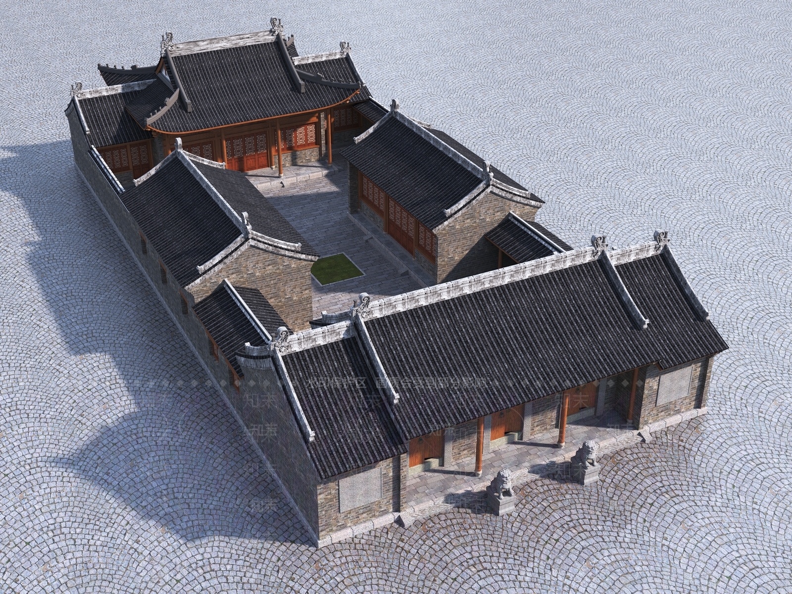 中式祠堂古建3D模型下载【ID:1153513694】