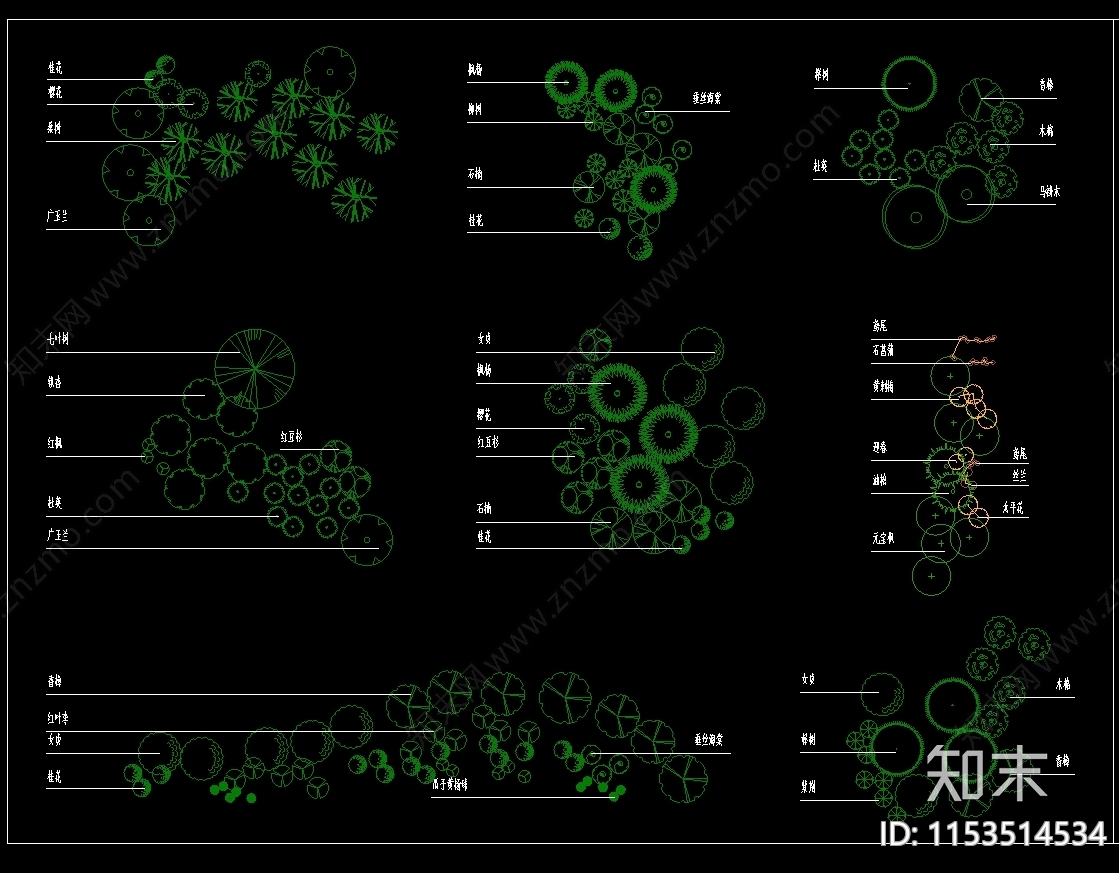 园林绿化植被图例及说明图库合集施工图下载【ID:1153514534】