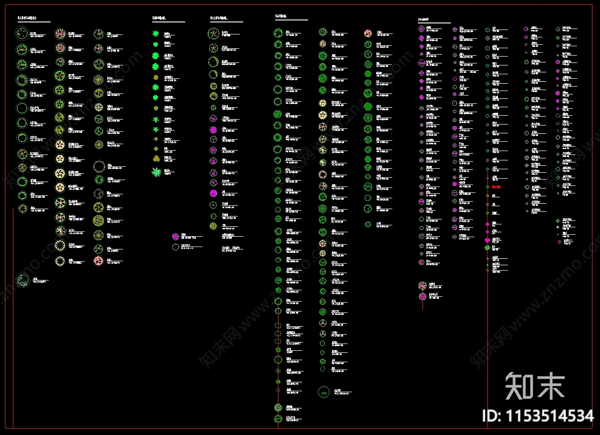 园林绿化植被图例及说明图库合集施工图下载【ID:1153514534】