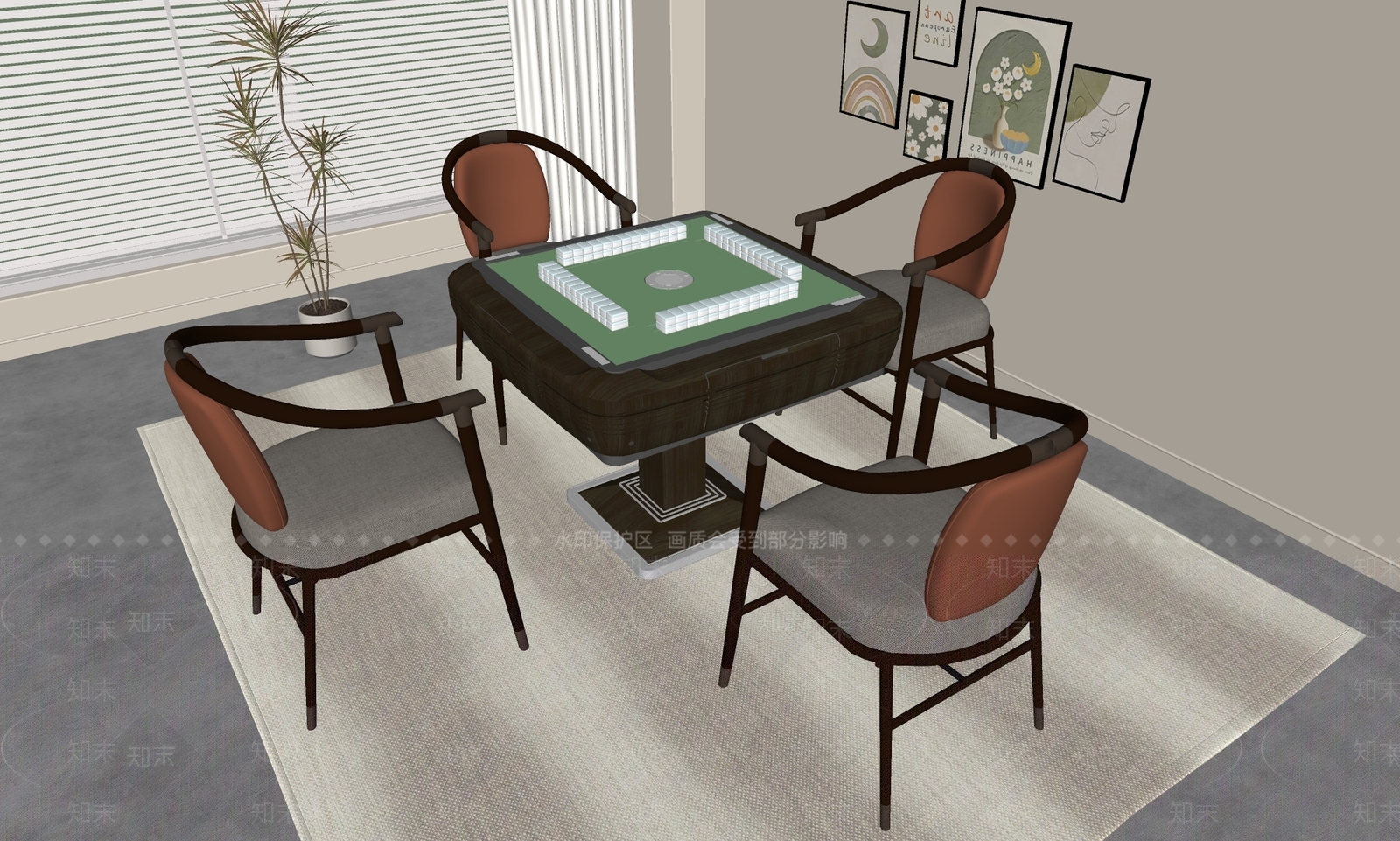 麻将桌SU模型下载【ID:1153514515】