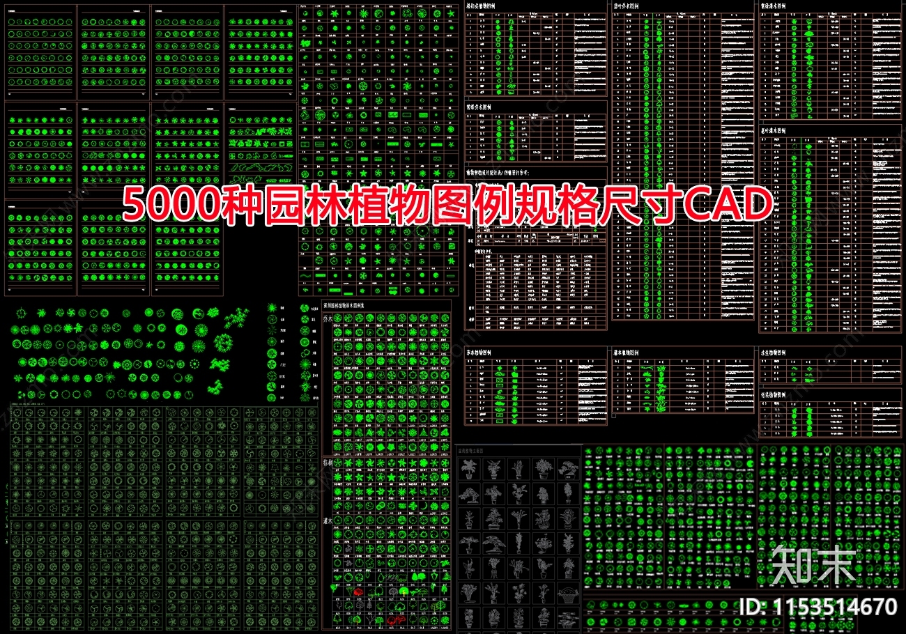 5000种园林植物图例规格尺寸施工图下载【ID:1153514670】