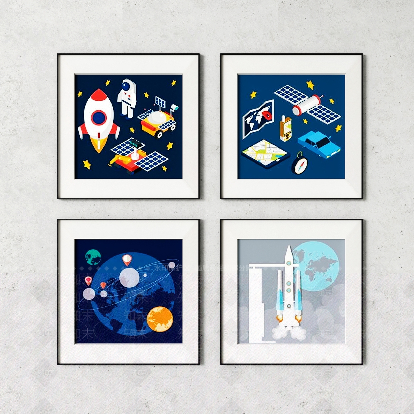 现代儿童房装饰画3D模型下载【ID:1153514696】