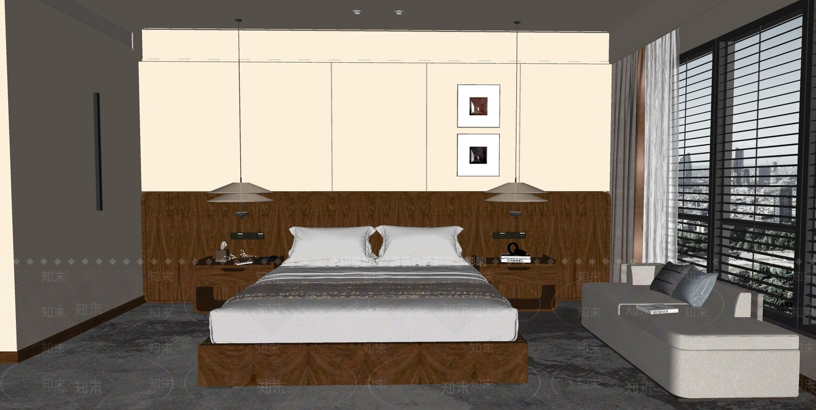 现代酒店客房SU模型下载【ID:1153515096】