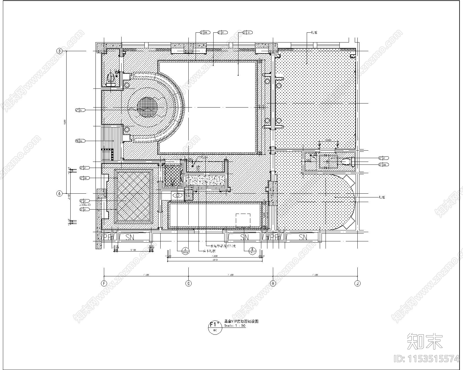 豪华桑拿会所室内cad施工图下载【ID:1153515574】