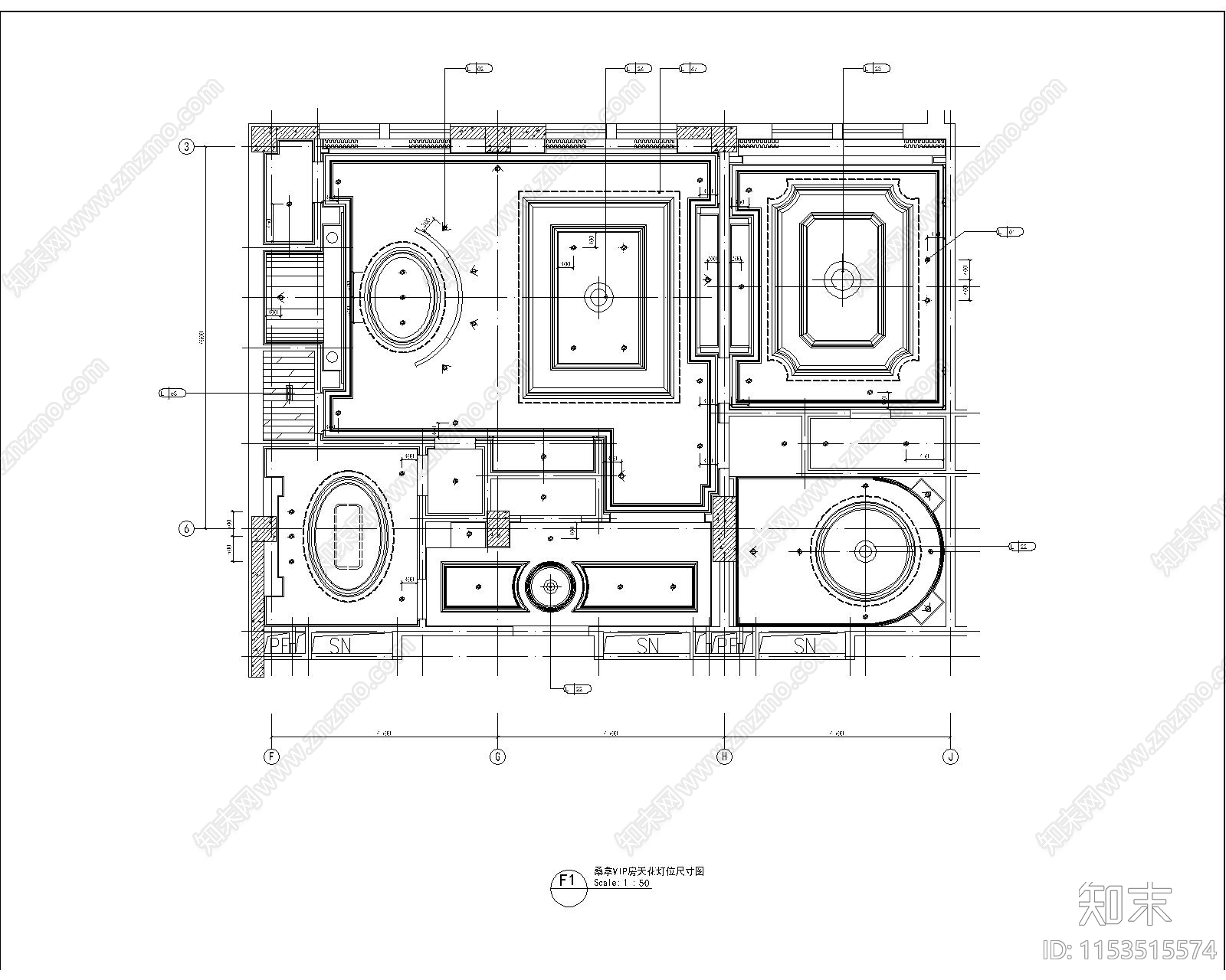 豪华桑拿会所室内cad施工图下载【ID:1153515574】