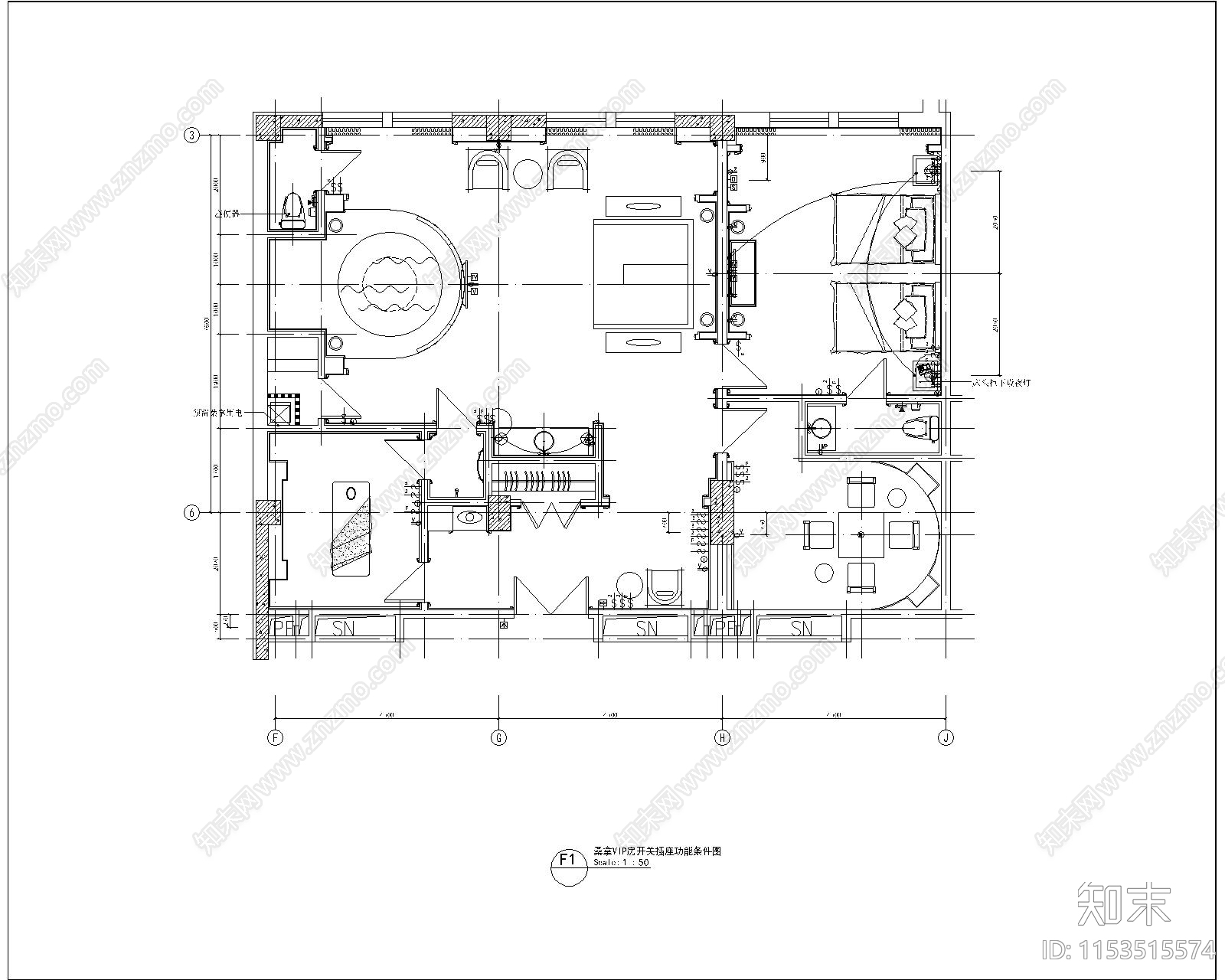 豪华桑拿会所室内cad施工图下载【ID:1153515574】