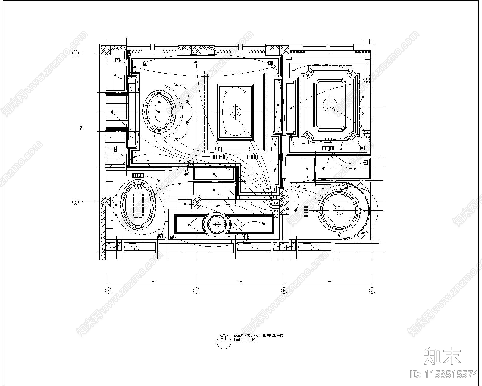豪华桑拿会所室内cad施工图下载【ID:1153515574】