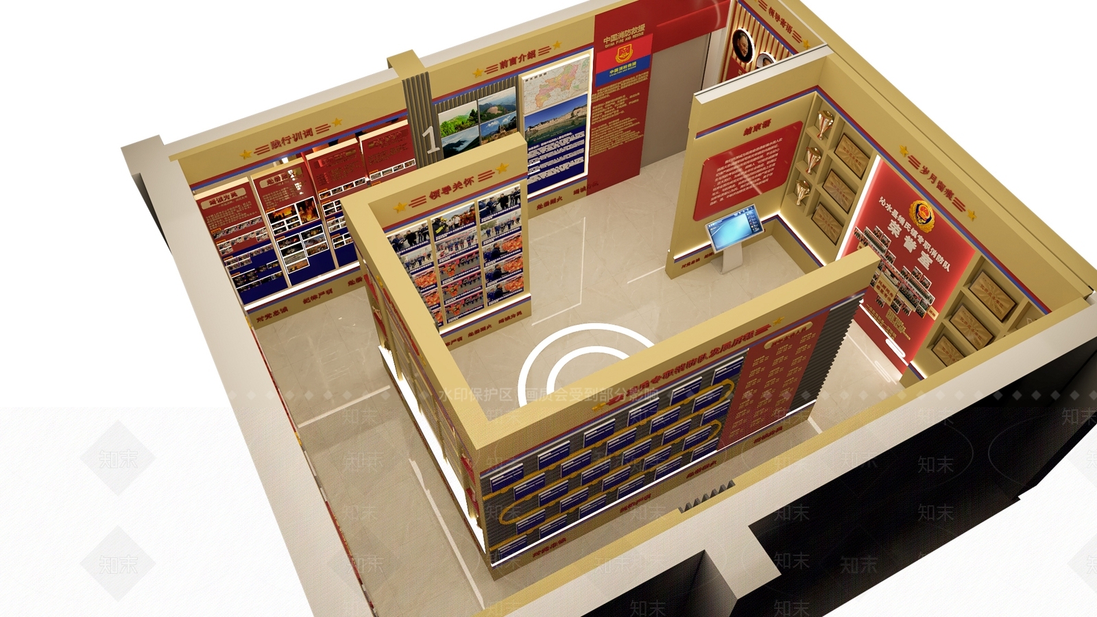 现代党建展厅SU模型下载【ID:1153517404】