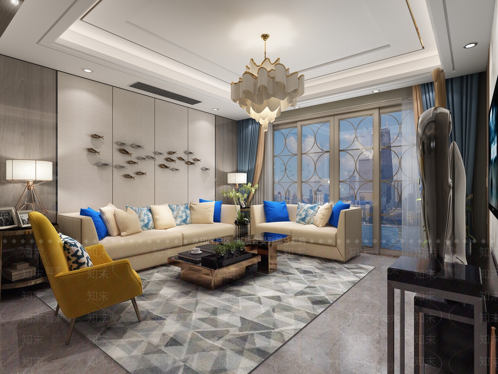 现代港式客厅3D模型下载【ID:1153517110】