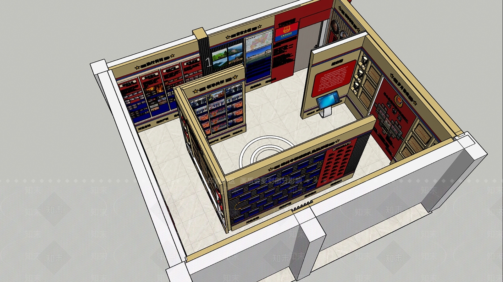 现代党建展厅SU模型下载【ID:1153517404】