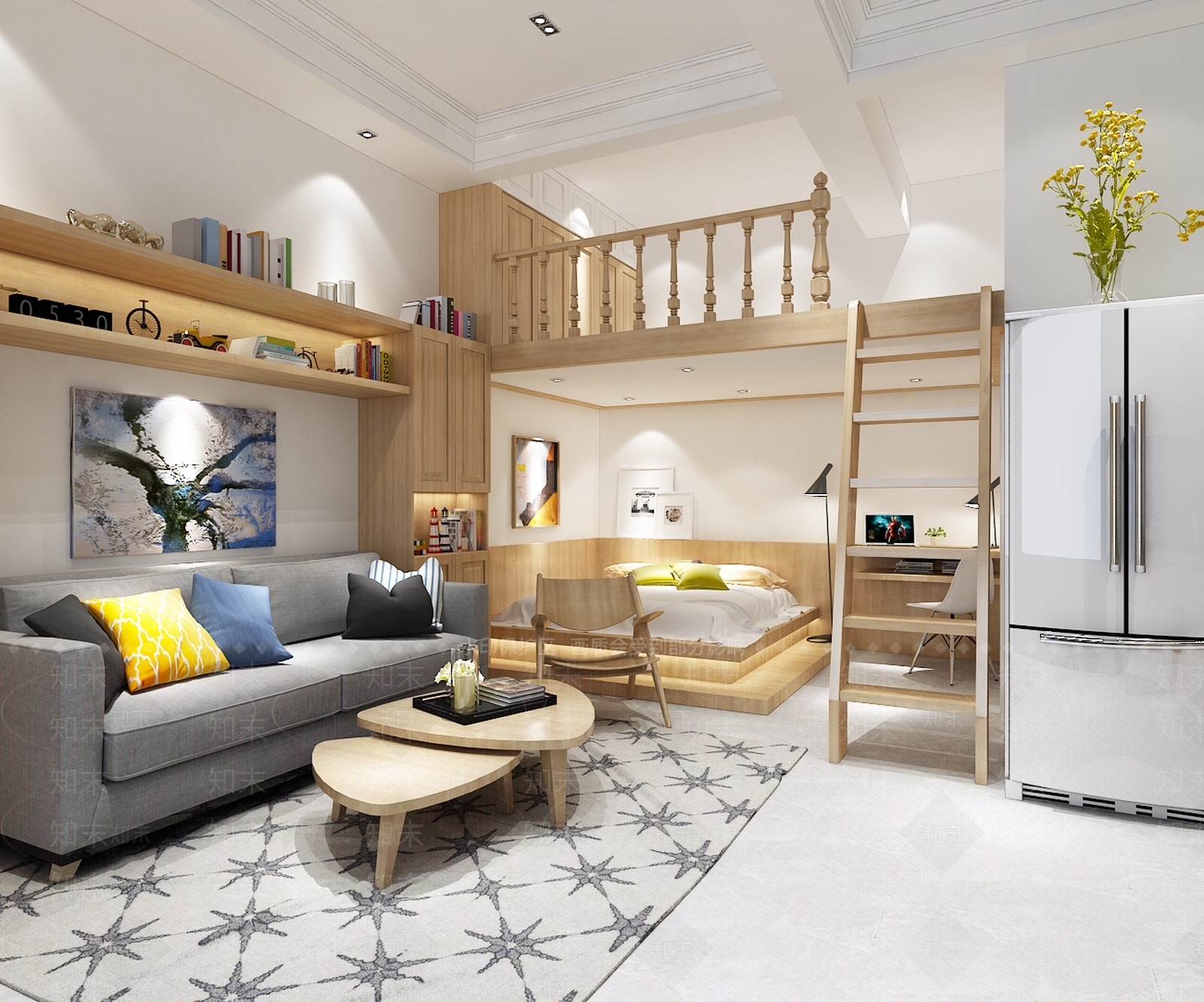 北欧单身公寓3D模型下载【ID:1153518881】