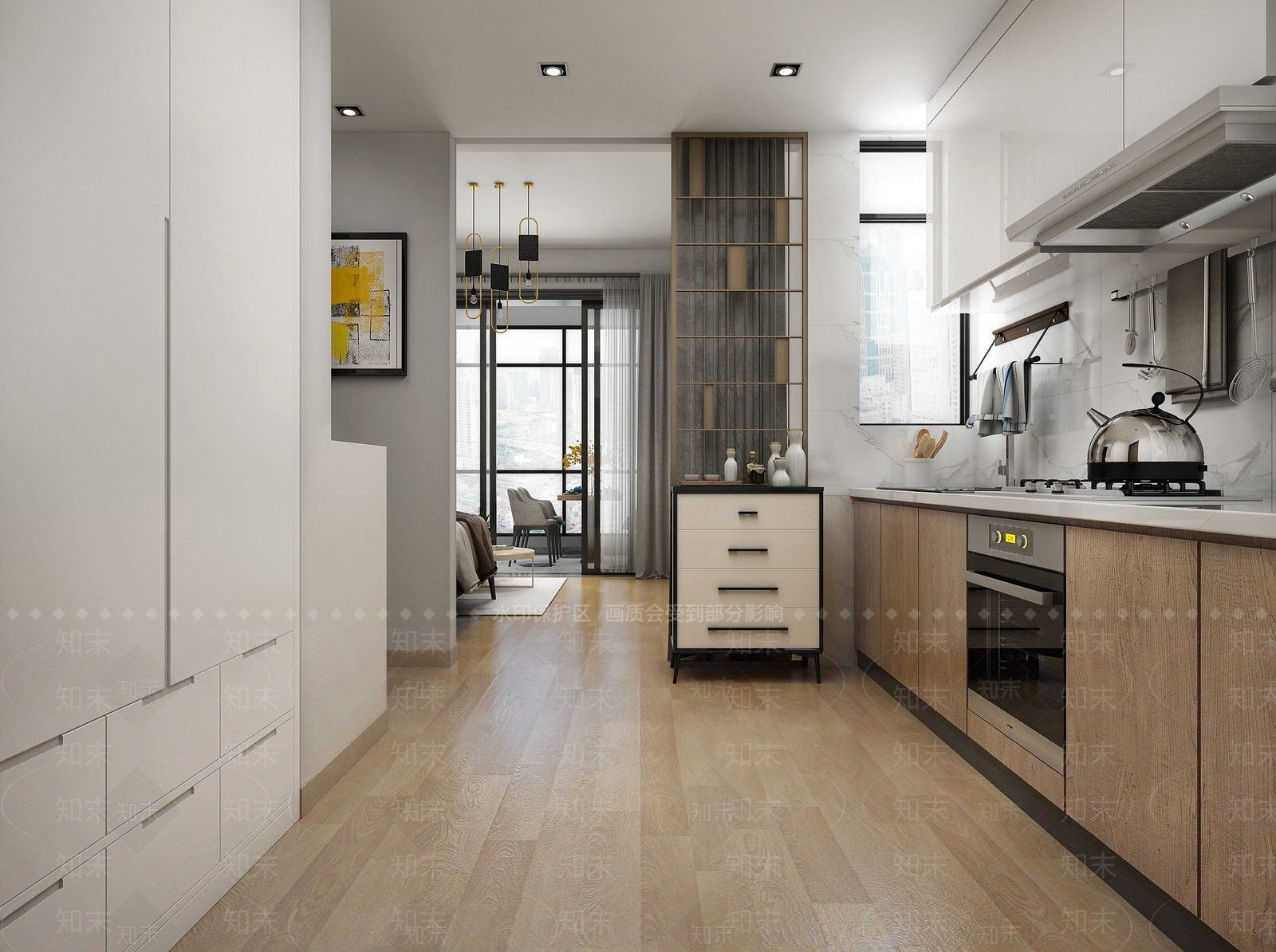 现代公寓厨房3D模型下载【ID:1153520369】