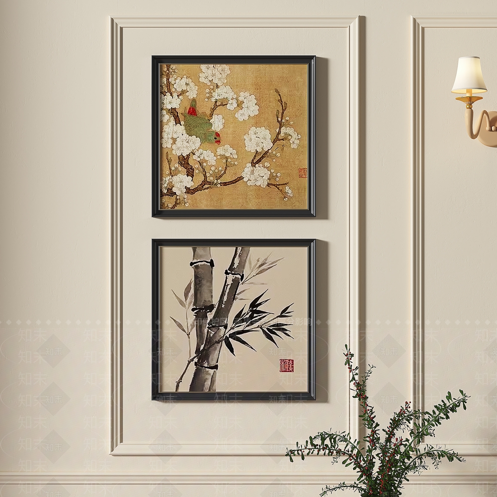 新中式中古装饰画3D模型下载【ID:1153520398】_知末3d模型网