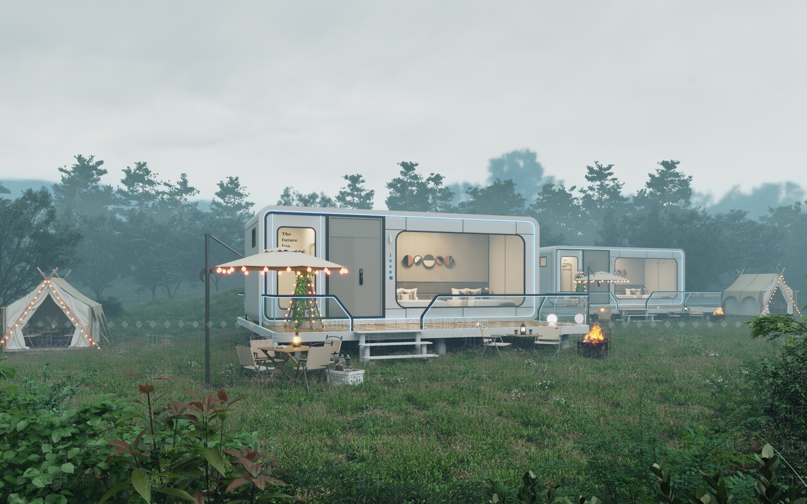 现代太空舱民宿3D模型下载【ID:1153522090】