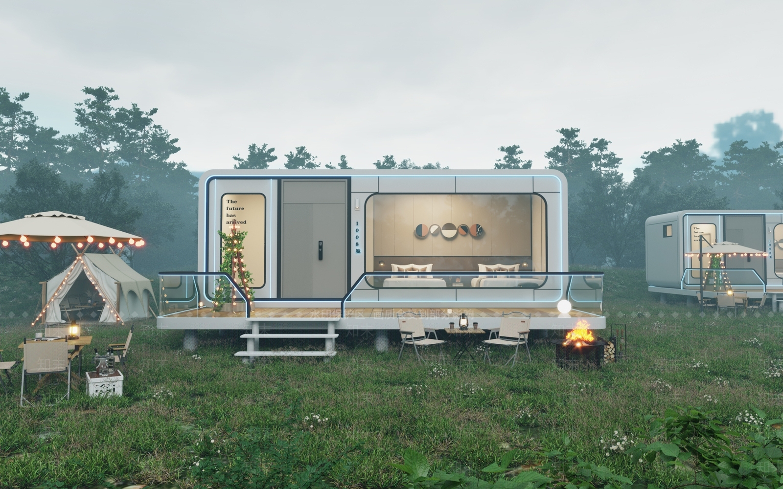 现代太空舱民宿3D模型下载【ID:1153522090】