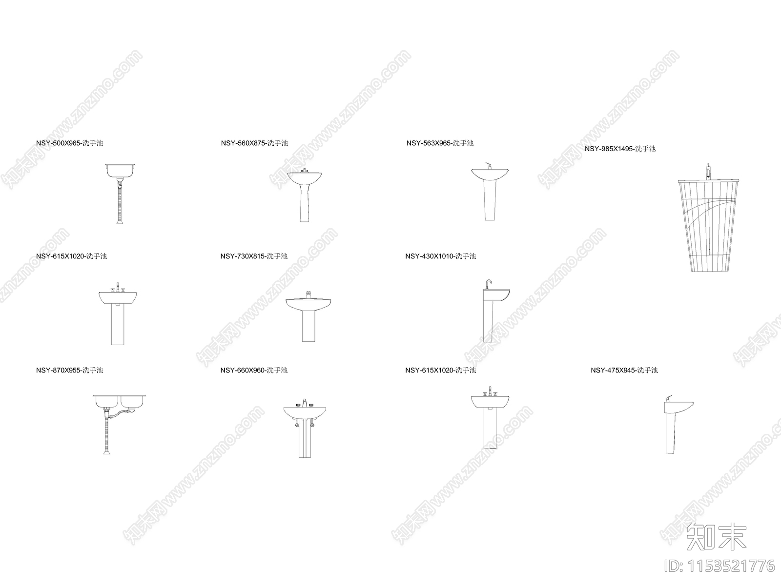现代卫生洁具图块cad施工图下载【ID:1153521776】