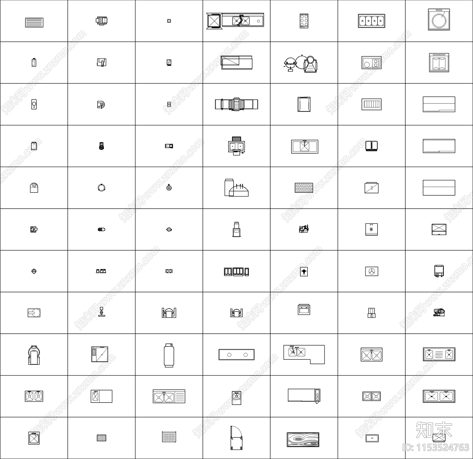 600套厨房厨具平面施工图下载【ID:1153524763】