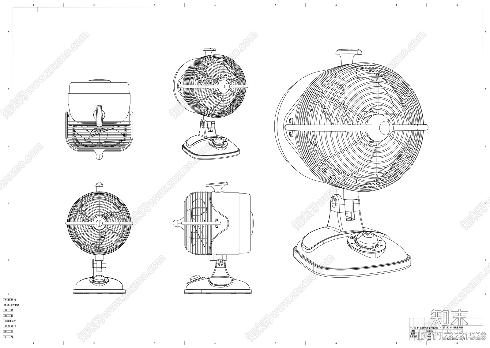 电风扇制图施工图下载【ID:1153531528】
