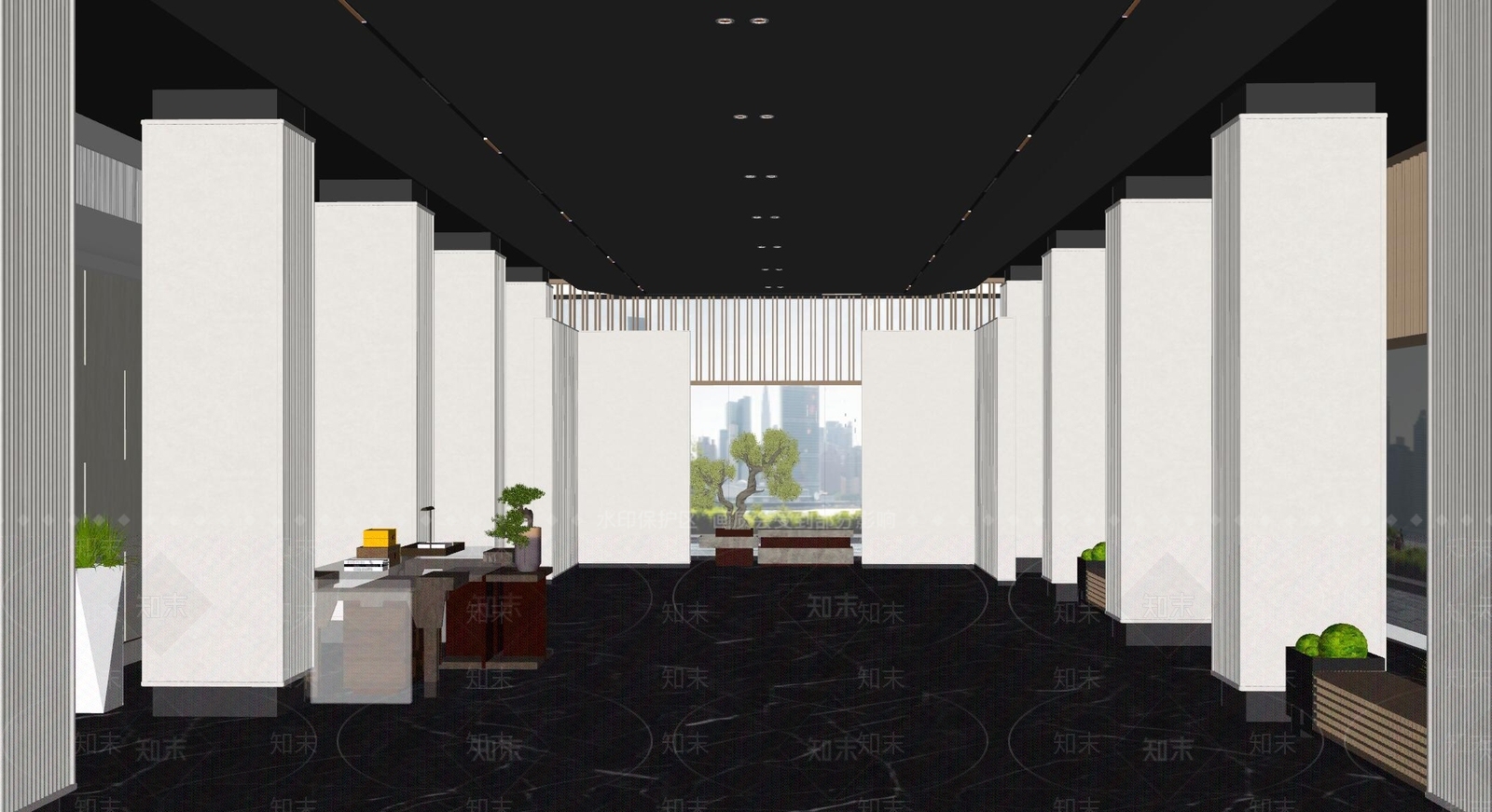 现代酒店大堂SU模型下载【ID:1153531436】