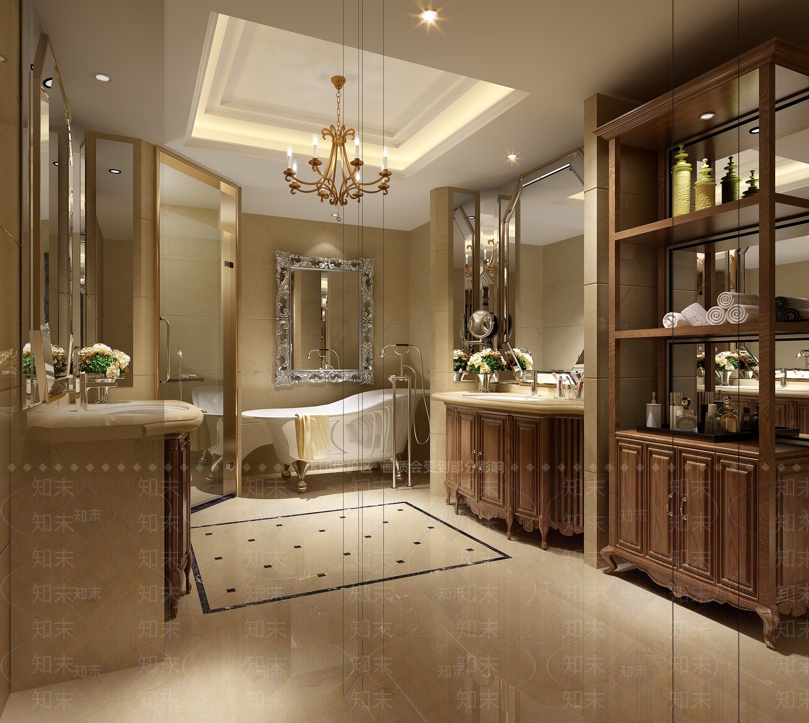 欧式古典酒店卫生间3D模型下载【ID:1153533492】