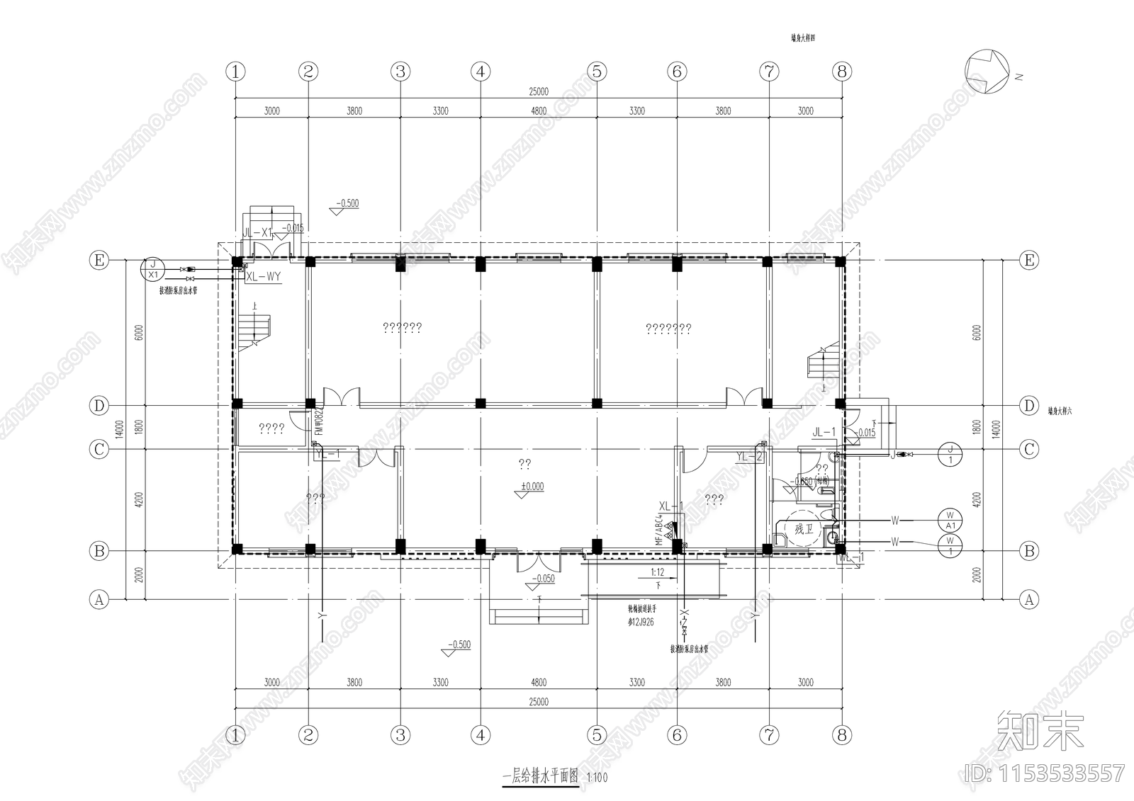 公路应急保障基地建设项目给排水cad施工图下载【ID:1153533557】