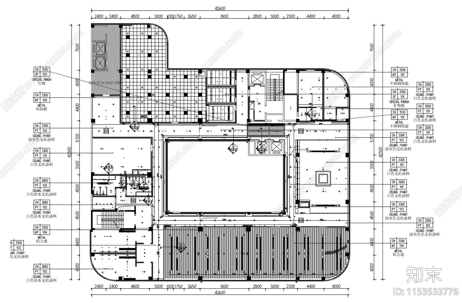 景福总部大楼装修工程cad施工图下载【ID:1153533776】