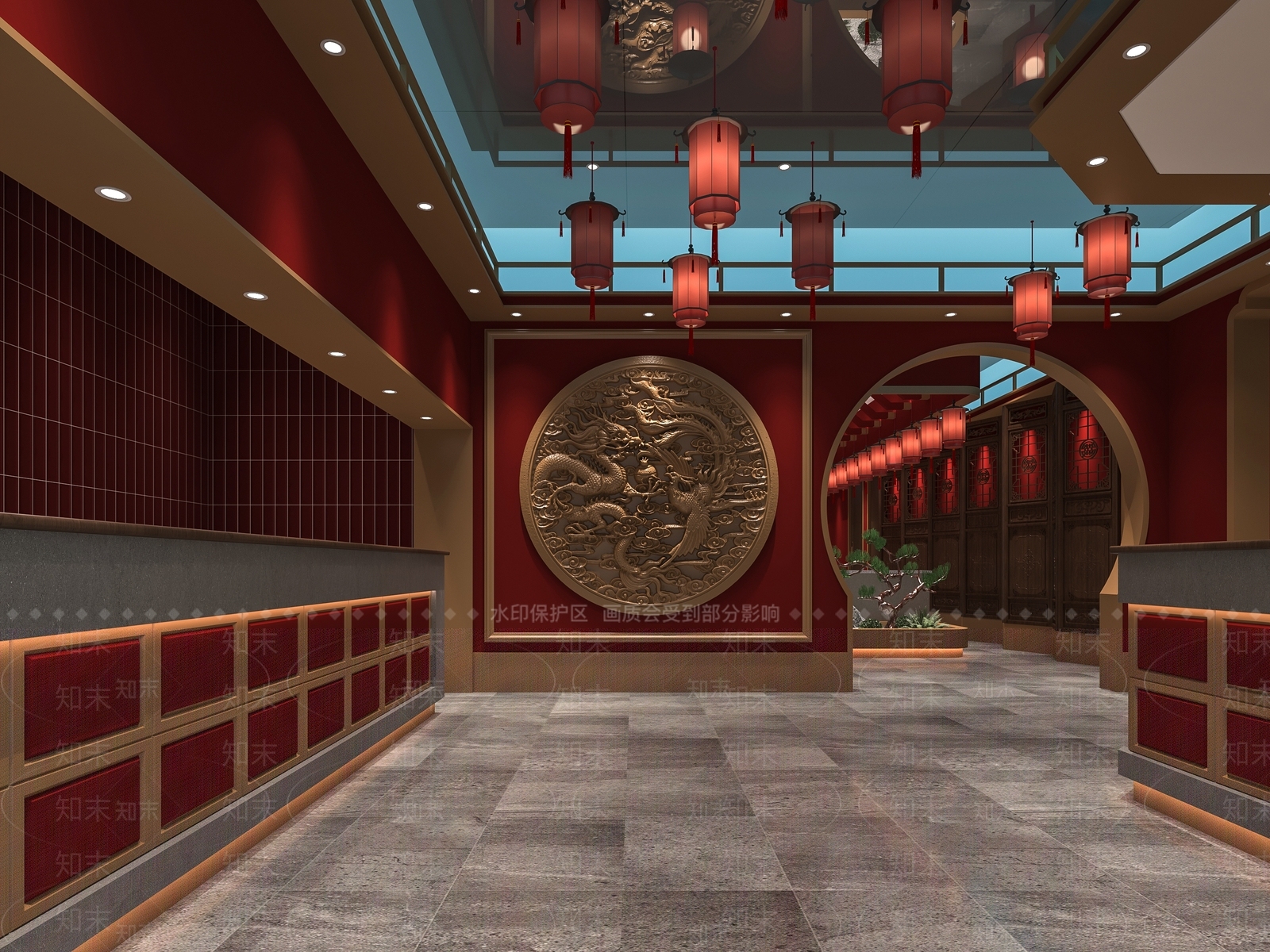 新中式火锅店公区3D模型下载【ID:1153536796】
