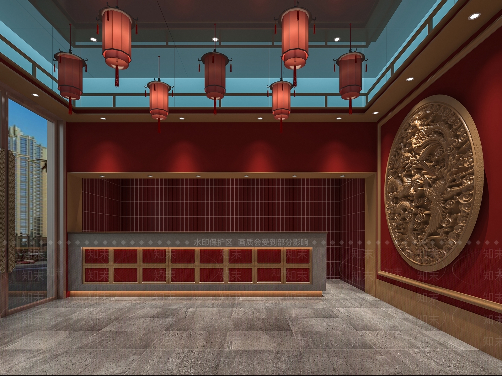 新中式火锅店公区3D模型下载【ID:1153536796】