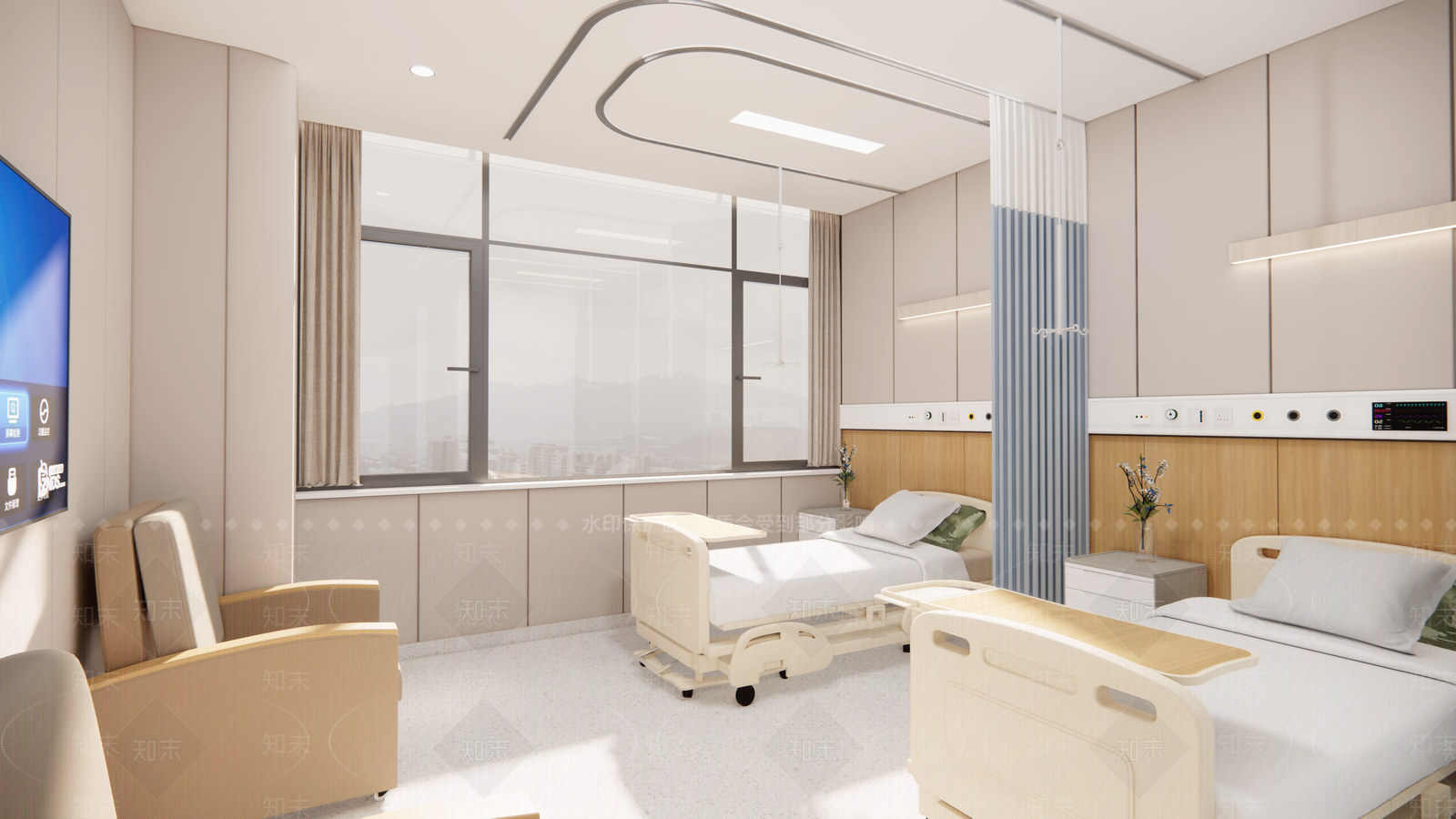 现代医院双人病房SU模型下载【ID:1153574686】