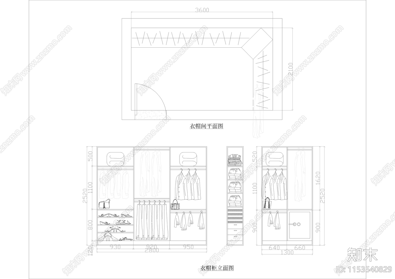 33款室内衣柜装饰立面图例图块施工图下载【ID:1153540829】