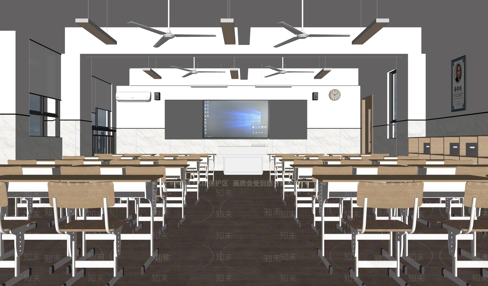 现代教室SU模型下载【ID:1153543248】