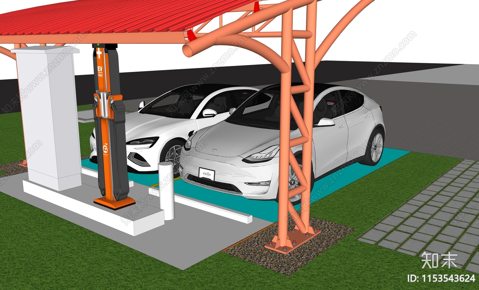 现代充电桩SU模型下载【ID:1153543624】