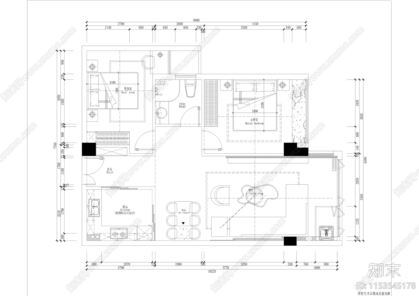 汕头住宅彩平cad施工图下载【ID:1153545178】