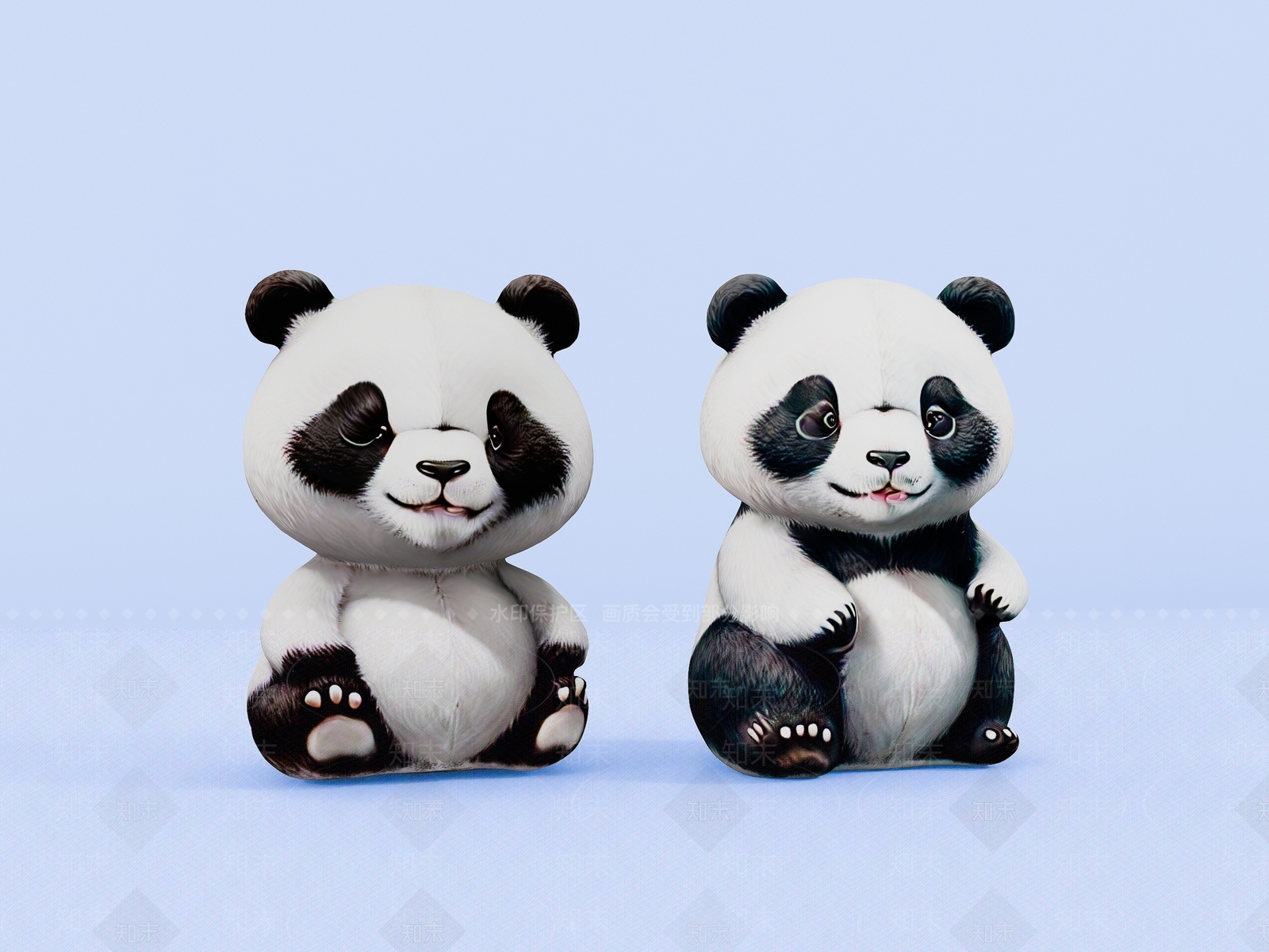 现代熊猫雕塑SU模型下载【ID:1153545428】