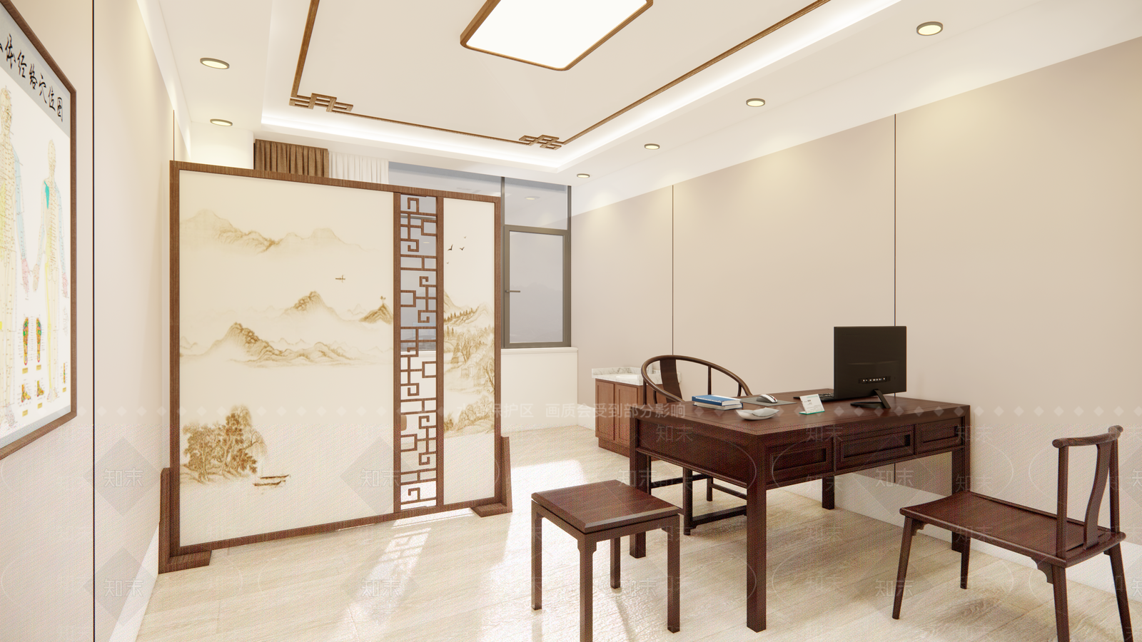新中式中医门诊室SU模型下载【ID:1153545793】