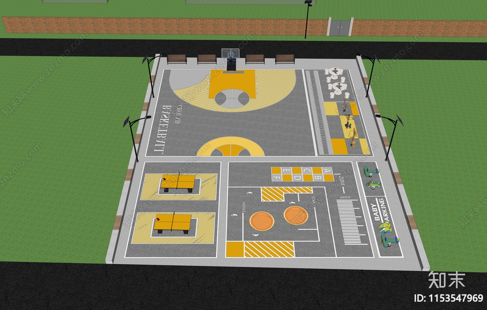 现代体育公园SU模型下载【ID:1153547969】