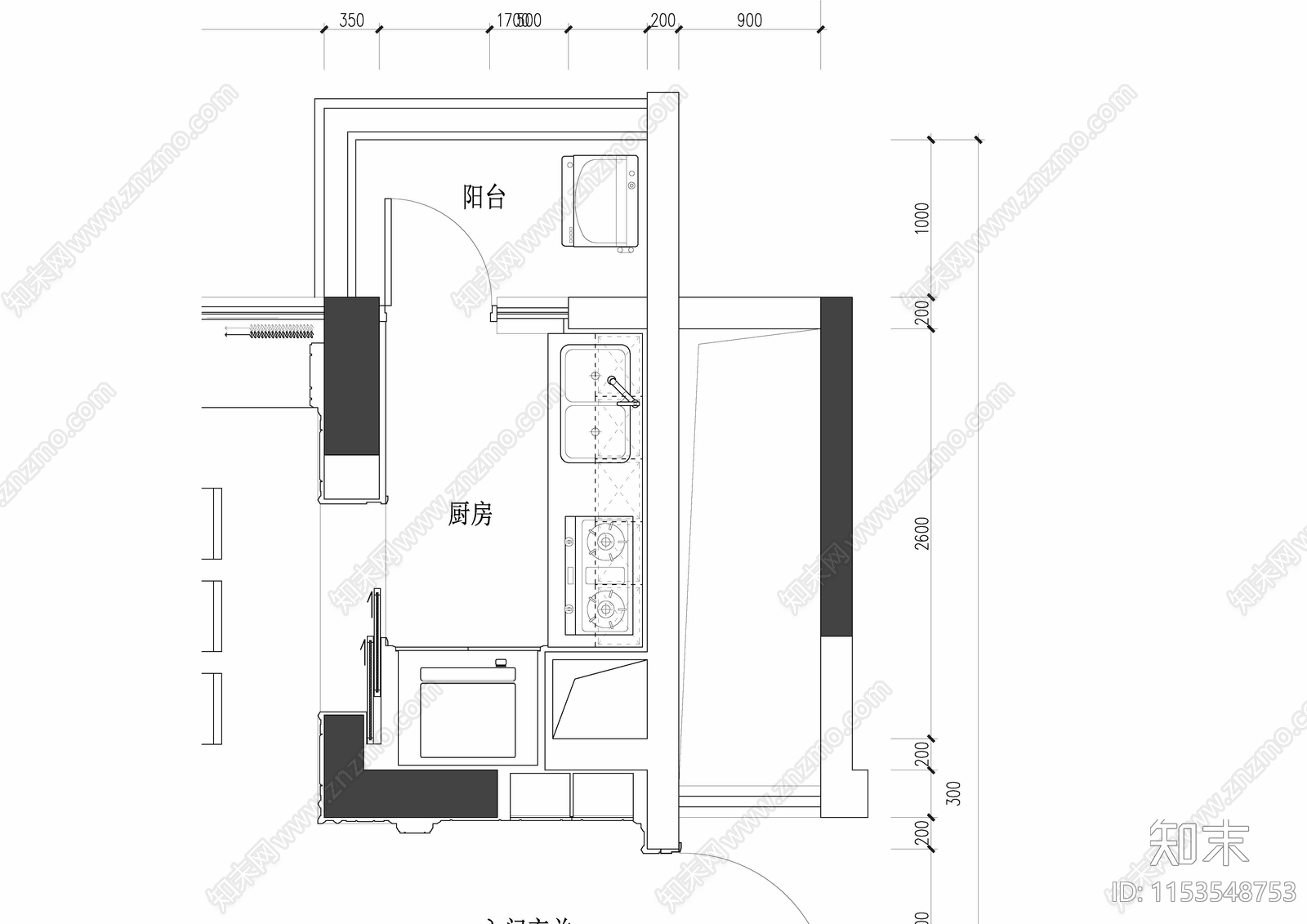 厨房平立面详图cad施工图下载【ID:1153548753】