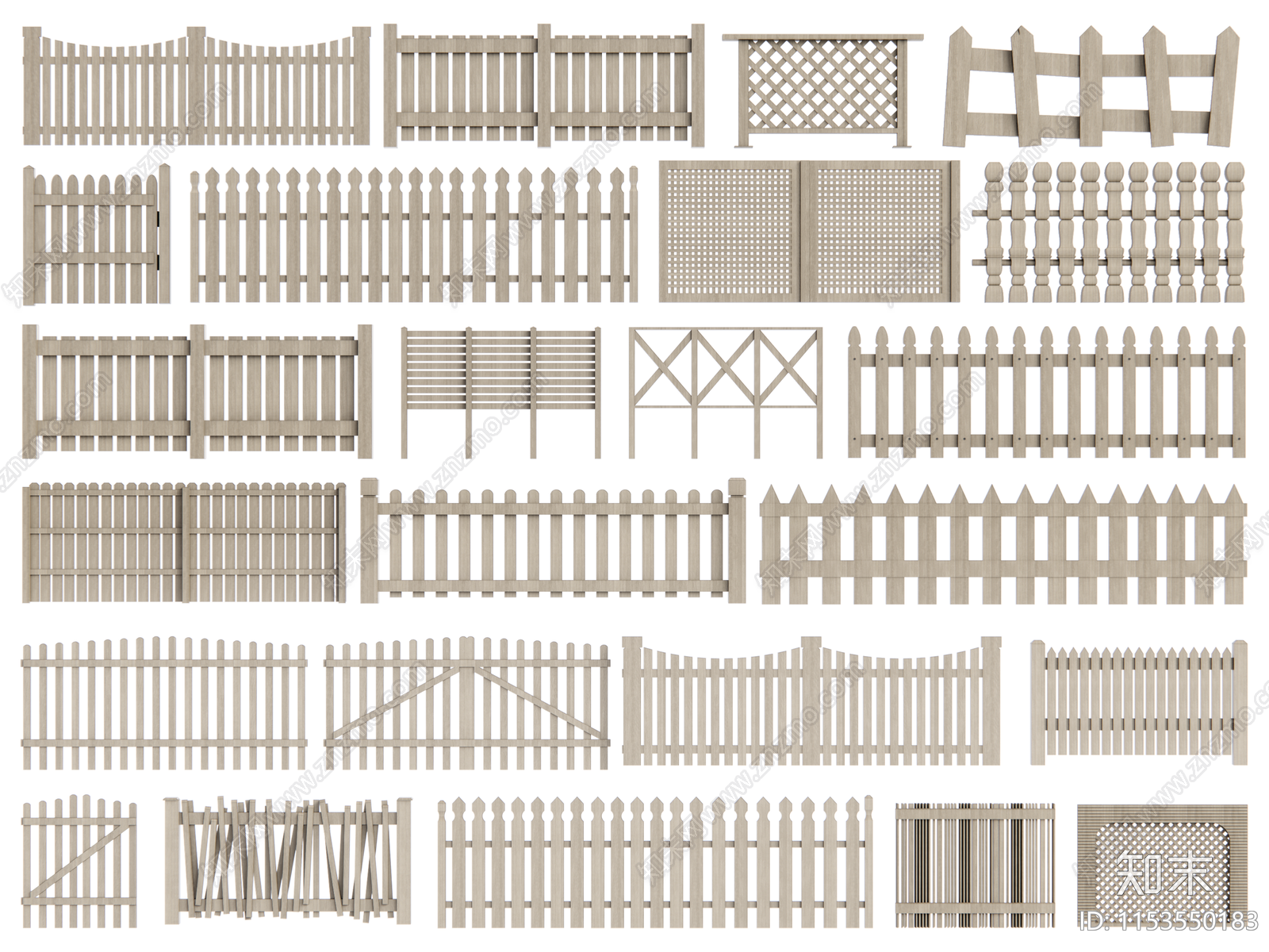 现代木围栏SU模型下载【ID:1153550183】