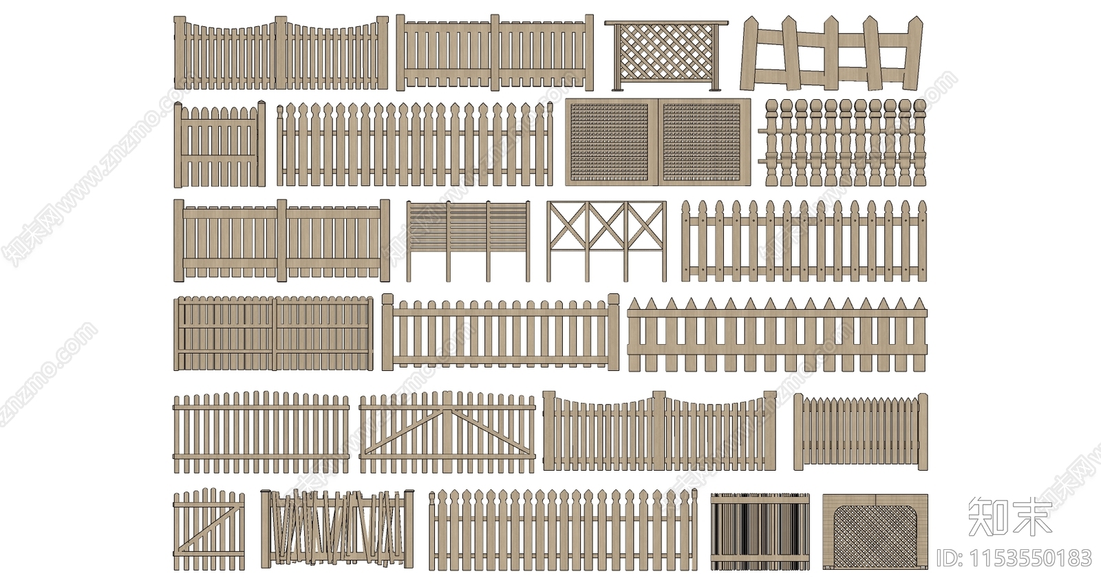 现代木围栏SU模型下载【ID:1153550183】