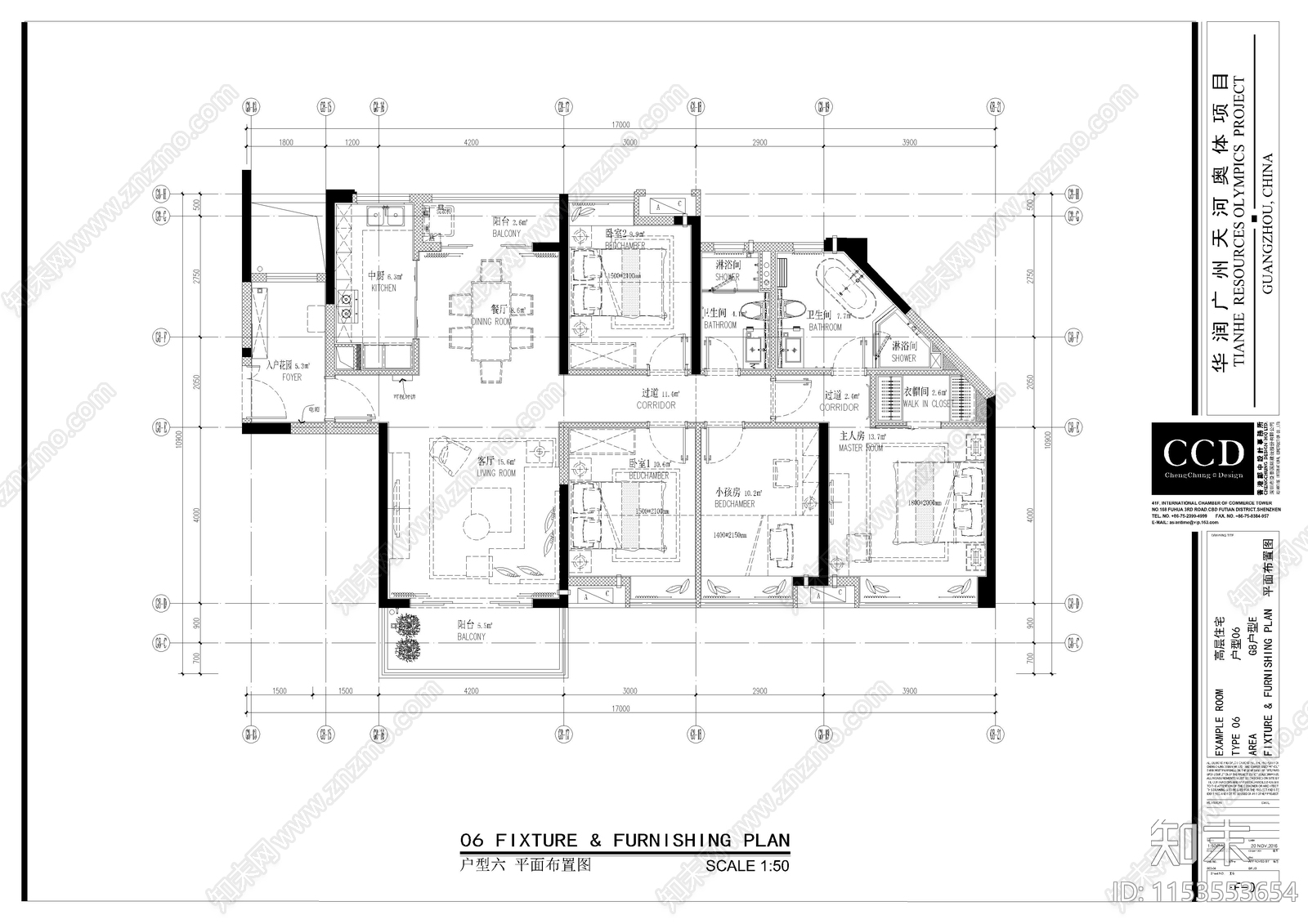 广州奥体06户室内cad施工图下载【ID:1153553654】