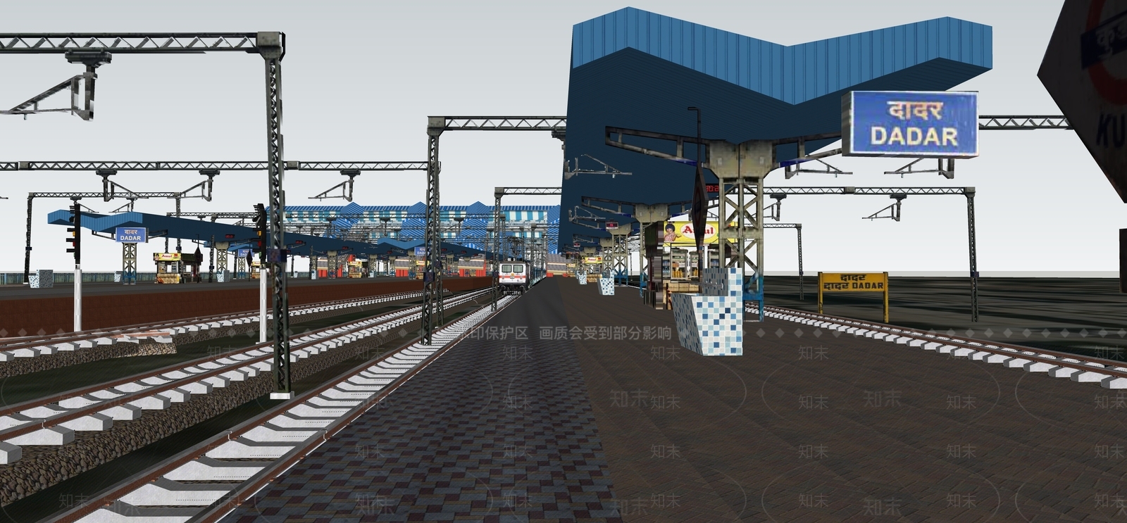 现代火车站SU模型下载【ID:1153553934】