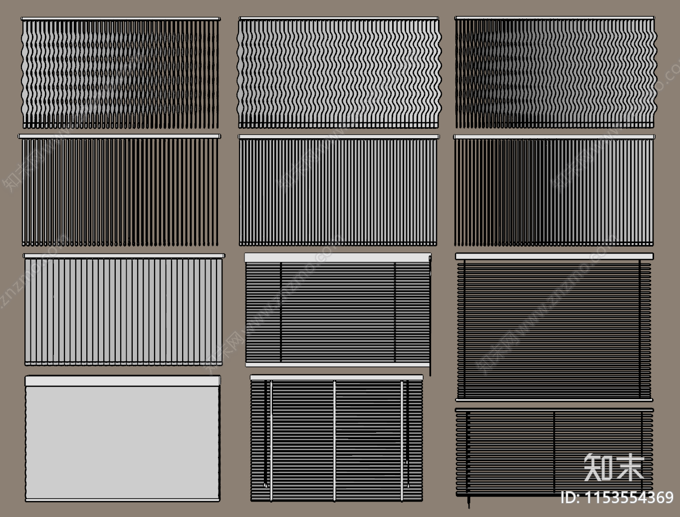 现代百叶帘SU模型下载【ID:1153554369】