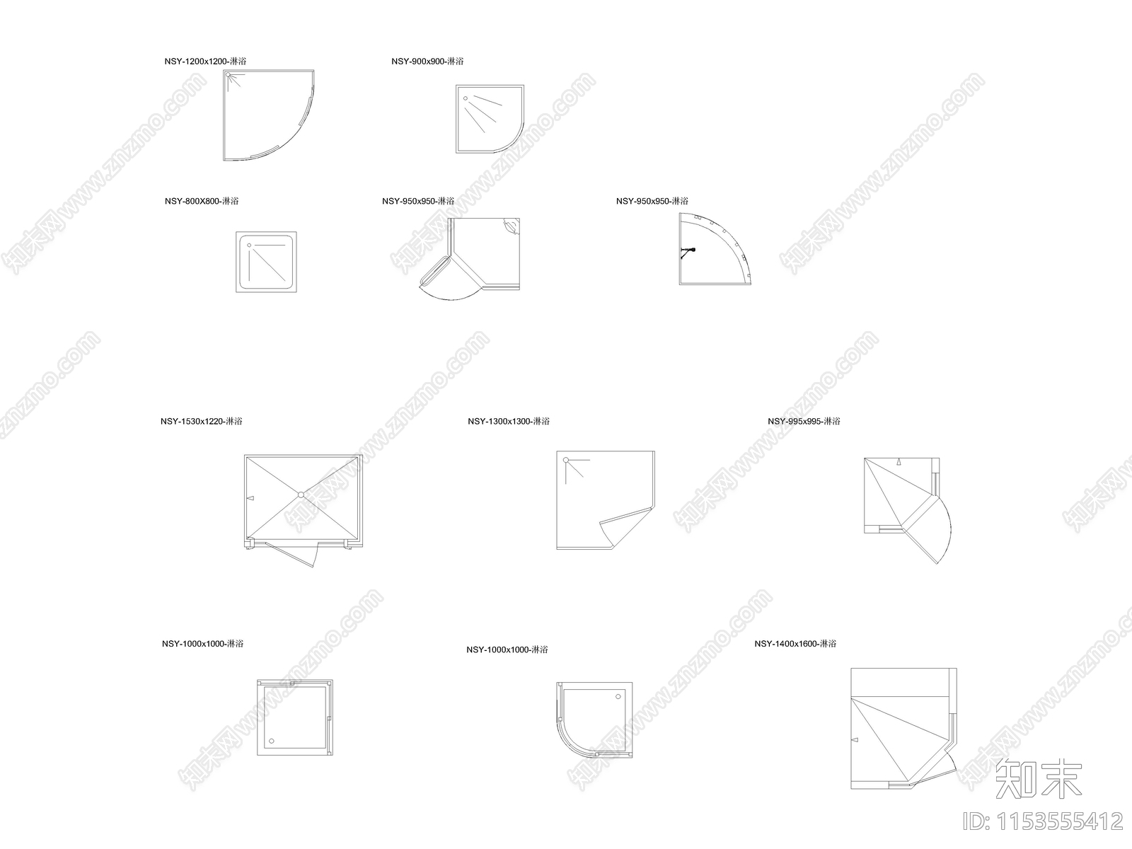 现代卫生洁具图块cad施工图下载【ID:1153555412】