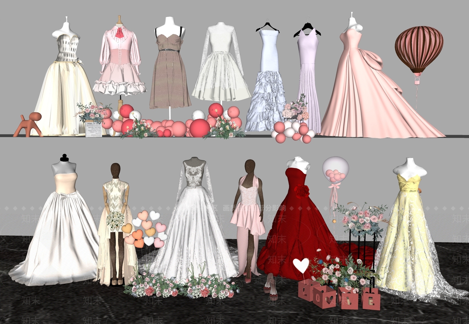 婚纱礼服SU模型下载【ID:1153557126】