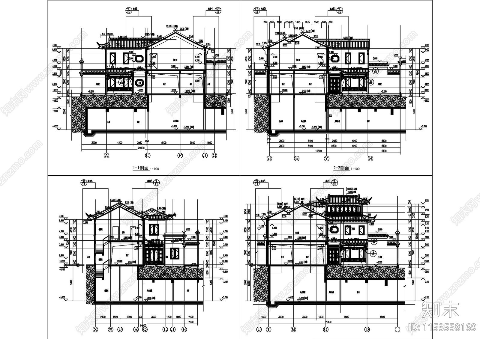 成套旅游景区商业街古建cad施工图下载【ID:1153558169】